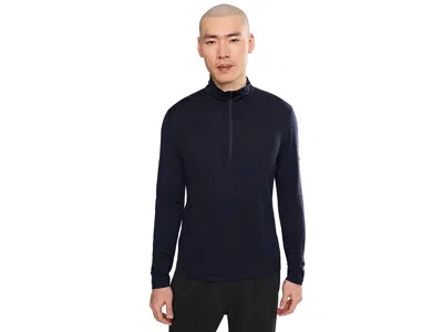 Icebreaker Merino 200 Oasis Long Sleeve Half Zip Men's Clothing Midnight Navy: Sm In Blue