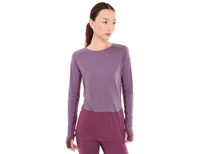 Icebreaker Merino 200 Zoneknittm Long Sleeve Crewe Women's Workout Dark Berry/grey Plum: Xs, Wool