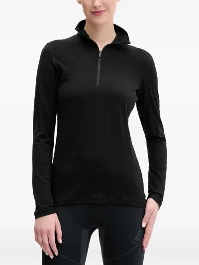 Icebreaker Zip-neck Merino-wool Top In Black
