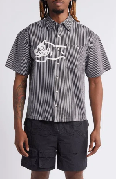 Icecream Arcade Short Sleeve Button-up Shirt In Black