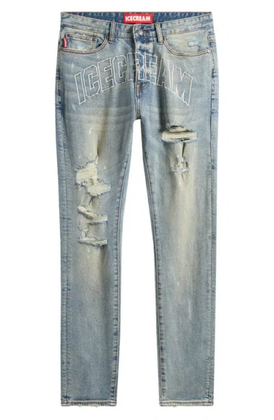 Icecream Archie Chocolate Fit Embroidered Ripped Jeans In Gelato