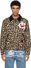 Icecream Beige & Brown Work Jacket In Leopard Print