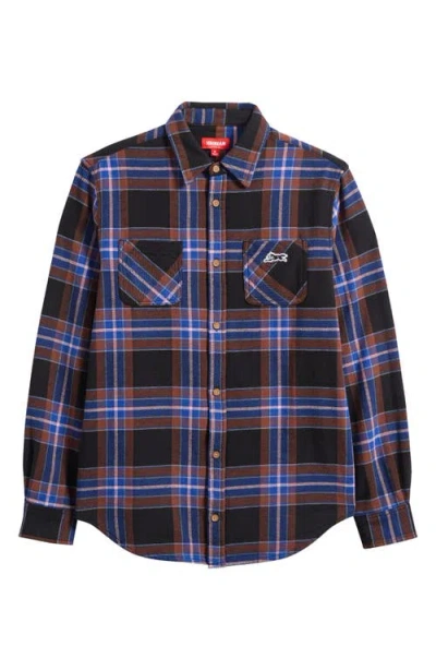 Icecream Big Drip Cotton Flannel Button-up Shirt In Black Plaid