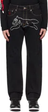 Icecream Black Rhinestone Running Dog Jeans In Black