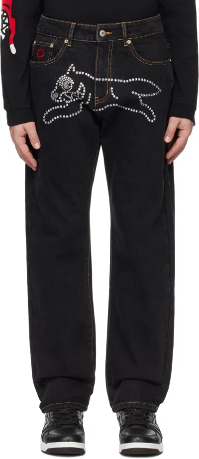 Icecream Black Rhinestone Running Dog Jeans