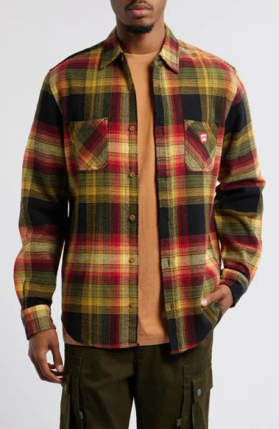 Icecream Blocky Plaid Cotton Flannel Button-up Overshirt