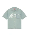 Icecream Blue Dog Short Sleeve Woven Shirt