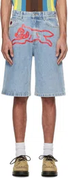 Icecream Running Dog Denim Shorts In Light Wash Blue