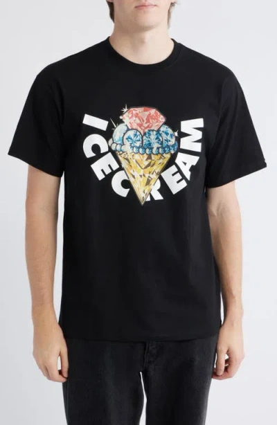 Icecream Bouquet Cotton T-shirt In Black