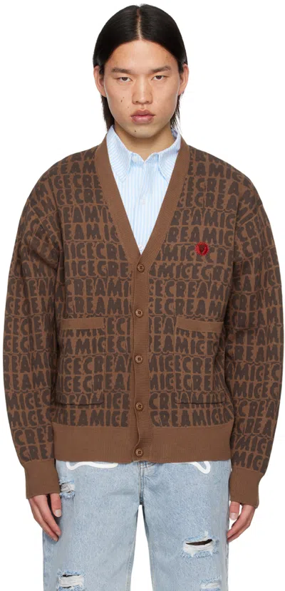 Icecream Brown Text Cardigan