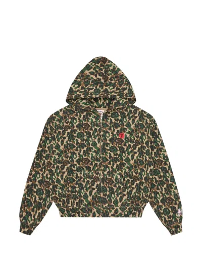 Icecream Camouflage Zip-up Hoodie In Green