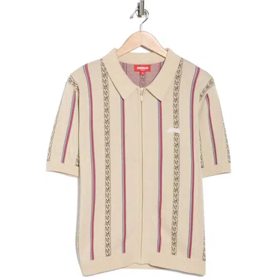 Icecream Chain Stripe Zip Top In Neutral