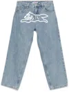 Icecream Check Lined Denim Jeans In Blue