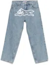 Icecream Check Lined Denim Jeans In Clear Blue