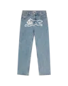 Icecream Check Lined Denim Pant In Vintage Wash Blue