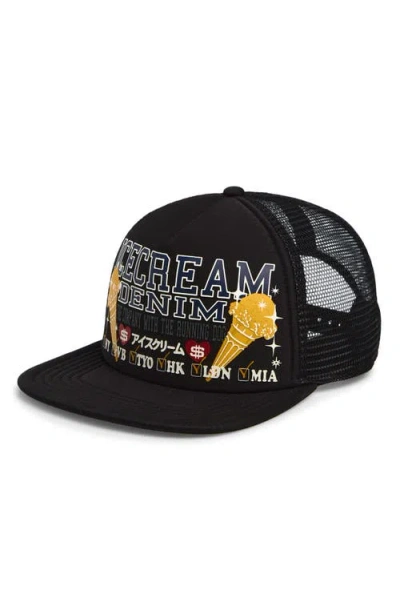 Icecream Check List Snapback Trucker Hat In Black
