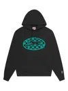 Icecream Check-pattern Wolf Graphic Hoodie In Black