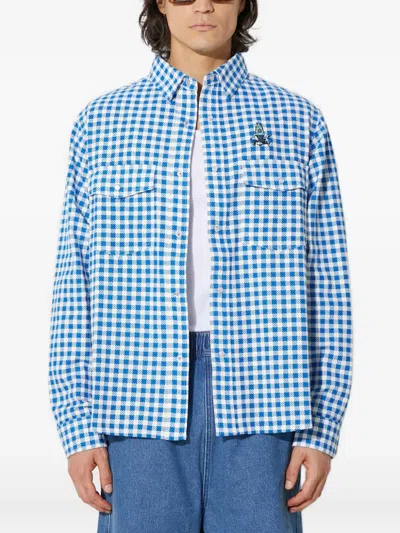 Icecream Check-print Cotton Shirt In Blue