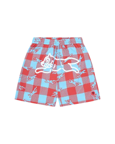 Icecream Kids' Checker Running Dog Swim Shorts In Blue