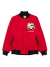Icecream Mens Red Bulldog Applique Brushed-fleece Varsity Jacket In Red