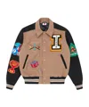 Icecream Collared Baseball Jacket In Brown