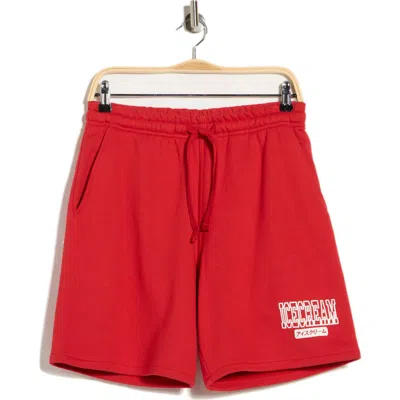 Icecream College Cotton Sweat Shorts In Red