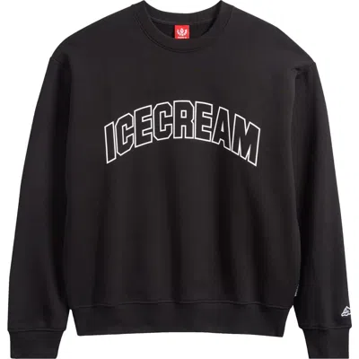 Icecream College Logo French Terry Crewneck Sweatshirt In Black