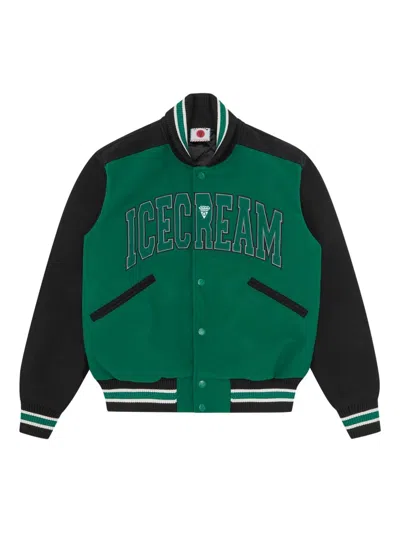 Icecream College Varsity Jacket In Green