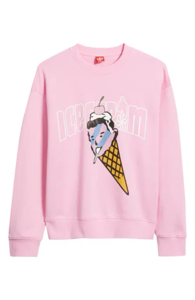 Icecream Cone Man Cotton Graphic Sweatshirt In Pink