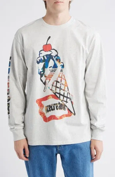 Icecream Cone Man Graphic Long Sleeve T-shirt In Gray