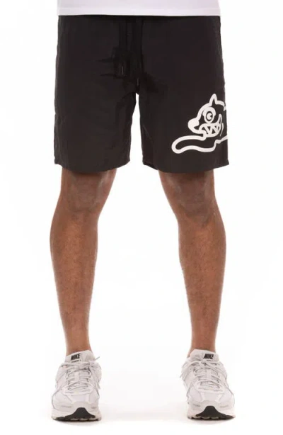 Icecream Cone Nylon Drawstring Shorts In Black