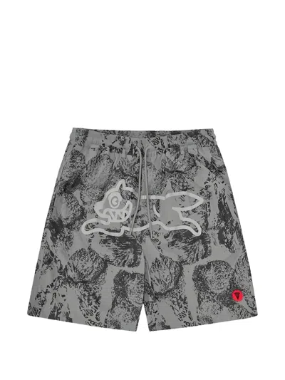 Icecream Cone Stamp Swim Shorts In Gray