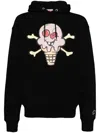 Icecream Cones And Bones Cotton Hoodie In Black
