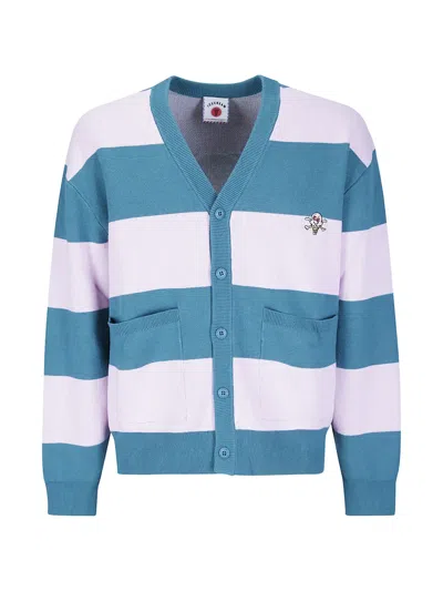 Icecream Cones & Bones Striped Cardigan In White