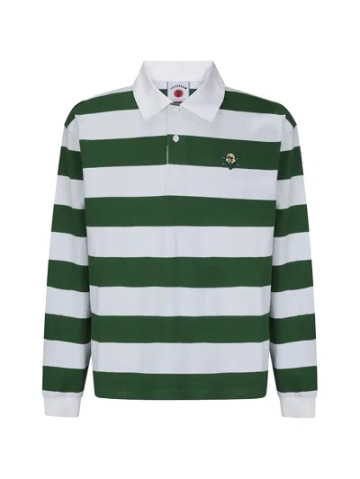 Icecream Cones & Bones Striped Rugby Polo Shirt In Green