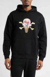 Icecream Cones And Bones Cotton Hoodie In Black