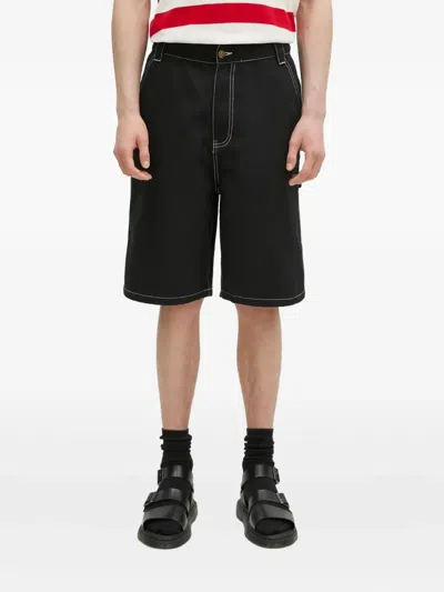 Icecream Contrast-stitch Denim Shorts In Black