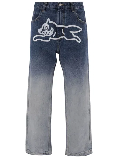 Icecream Cotton Denim Jeans Featuring Playful Ombré Print In Pattern