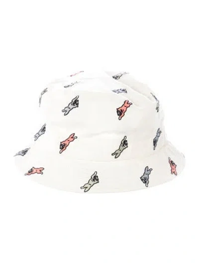 Pre-owned Icecream Cotton Embroidered Bucket Hat In White