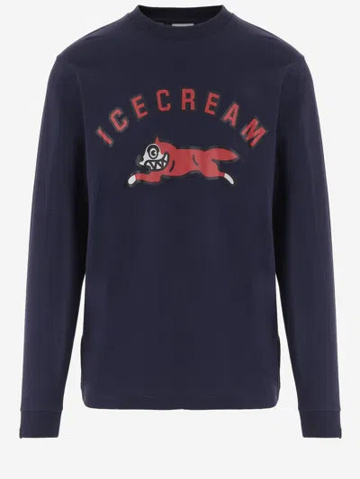 Icecream Cotton Shirt With Logo In Blue
