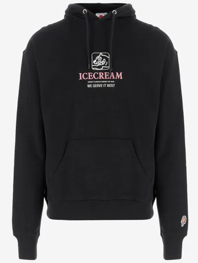Icecream Cotton Sweatshirt With Logo In Black