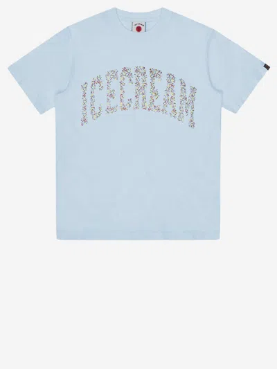 Icecream Cotton T Shirt With Logo In Blue