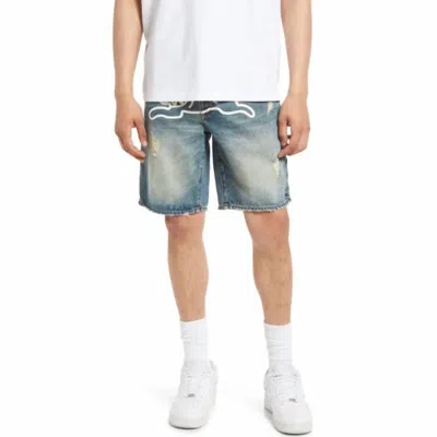 Icecream Cream Denim Shorts In Custard In Multi