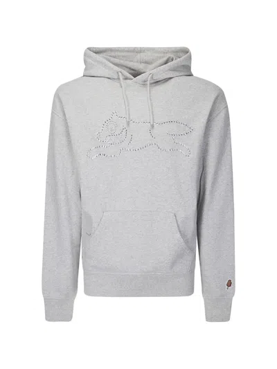 Icecream Crystal Embellishment Hoodie In Gray