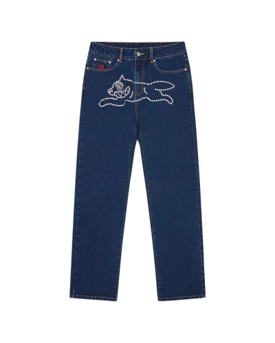 Icecream Kids' Crystal Running Dog Denim Pants In Blue