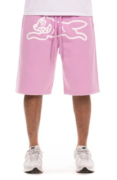 Icecream Cup Terry Drawstring Shorts In Pink