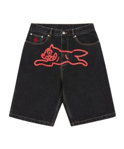 Icecream Denim Shorts With Belt Loops In Black