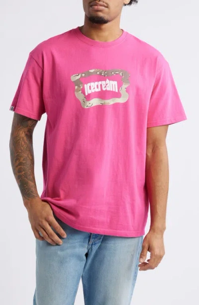 Icecream Dessert Camo Logo Graphic T-shirt In Beetroot Purple