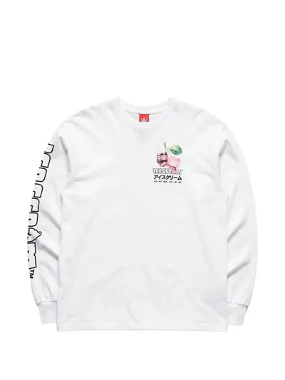 Icecream Dice Graphic-print Long-sleeve T-shirt In White