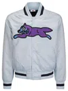 Icecream Running Dog Satin Varsity Jacket In Blue
